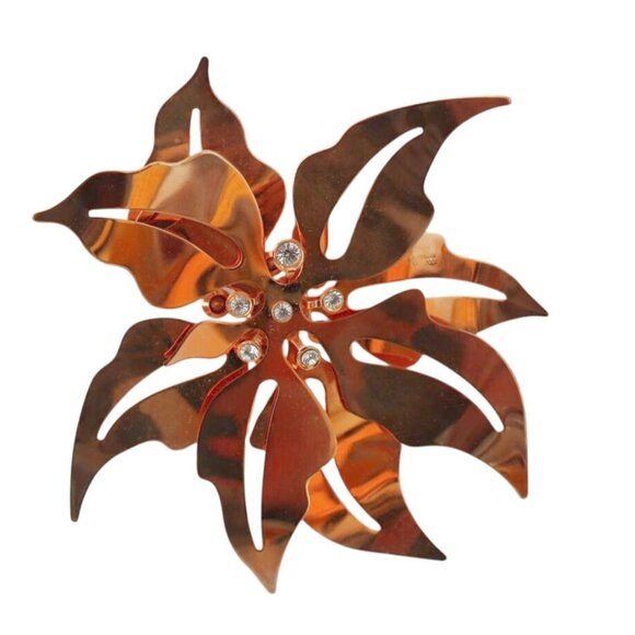 Georg Jensen 2001 Christmas Ornament "Poinsettia" 24KT Gold Plated W/Box - Picture 2 of 5